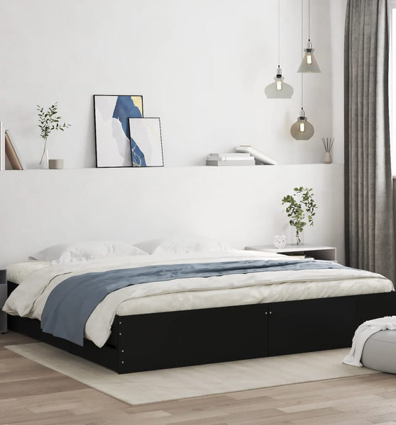 Bettgestell mit Schubladen Schwarz 200x200 cm Holzwerkstoff