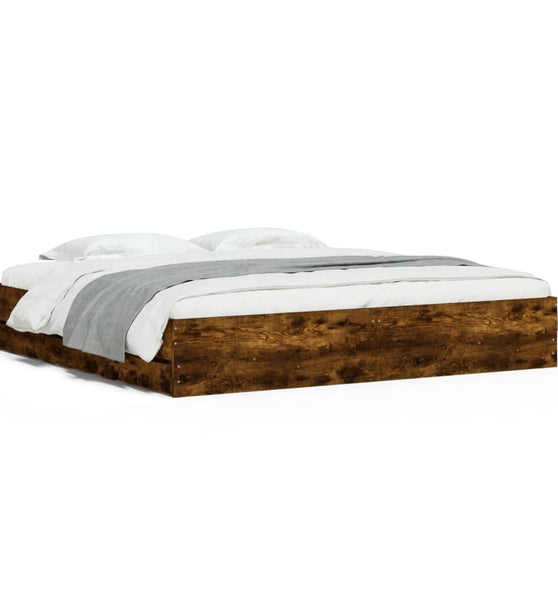 Bettgestell mit Schubladen Räuchereiche 200x200cm Holzwerkstoff