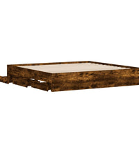 Bettgestell mit Schubladen Räuchereiche 200x200cm Holzwerkstoff