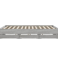 Bettgestell mit Schubladen Grau Sonoma 200x200cm Holzwerkstoff