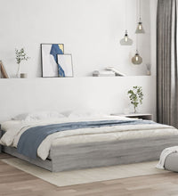 Bettgestell mit Schubladen Grau Sonoma 200x200cm Holzwerkstoff