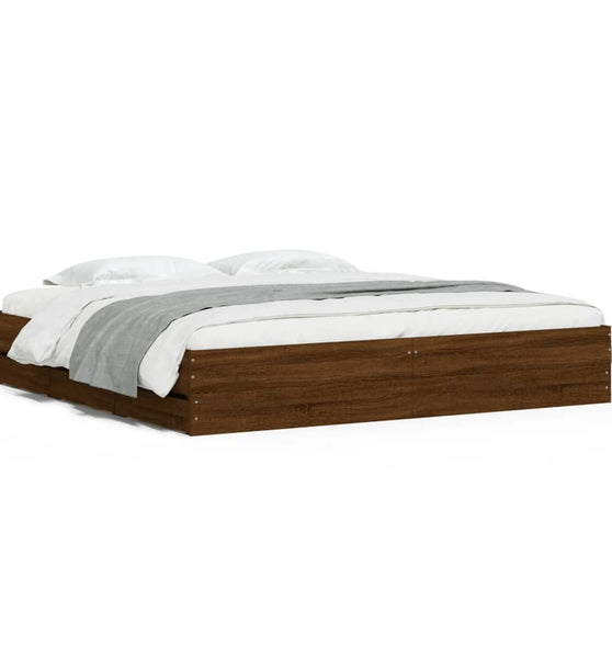 Bettgestell mit Schubladen Braun Eichen-Optik 200x200 cm