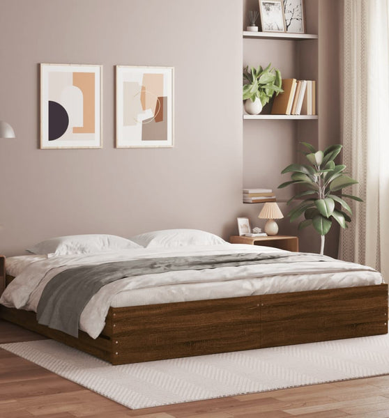 Bettgestell mit Schubladen Braun Eichen-Optik 200x200 cm