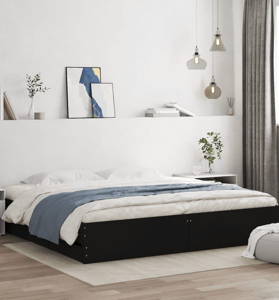 Bettgestell mit Schubladen Schwarz 180x200 cm Holzwerkstoff