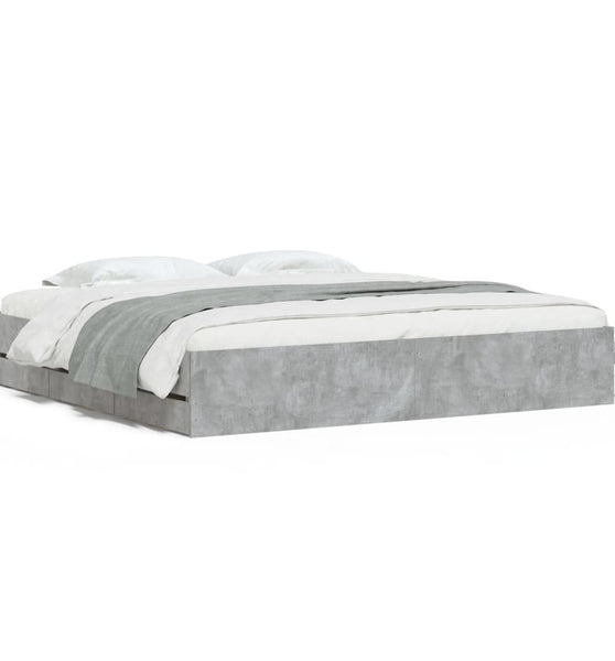 Bettgestell mit Schubladen Betongrau 180x200 cm Holzwerkstoff