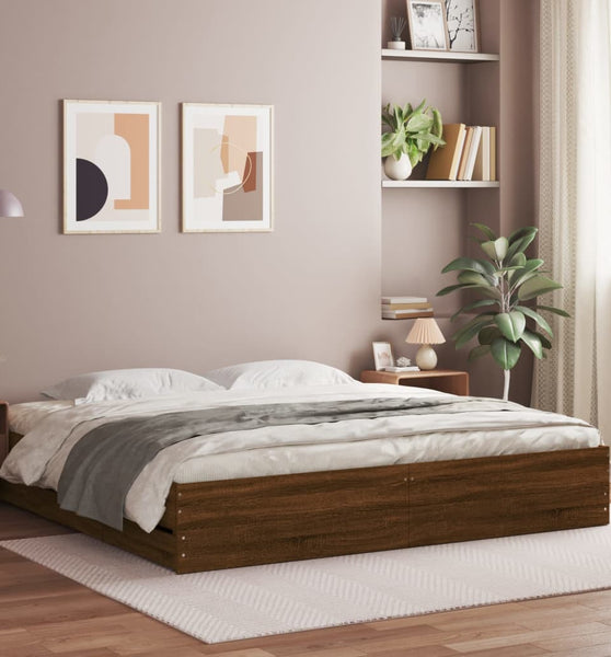 Bettgestell mit Schubladen Braun Eichen-Optik 180x200 cm