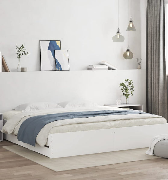 Bettgestell mit Schubladen Weiß 160x200 cm Holzwerkstoff