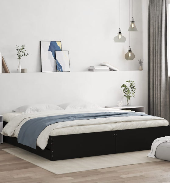 Bettgestell mit Schubladen Schwarz 160x200 cm Holzwerkstoff