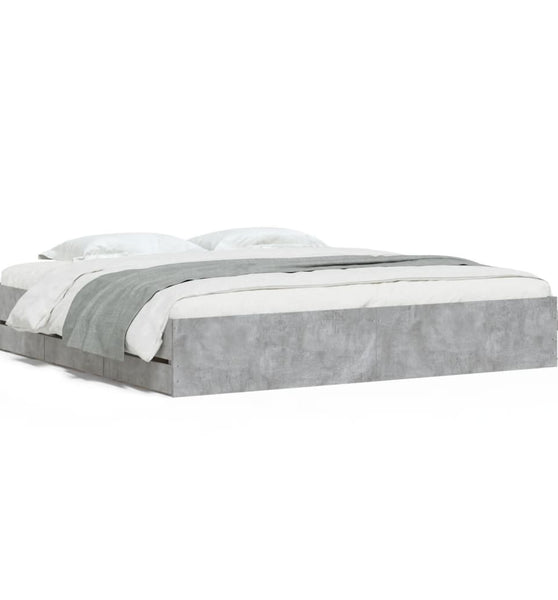 Bettgestell mit Schubladen Betongrau 160x200 cm Holzwerkstoff