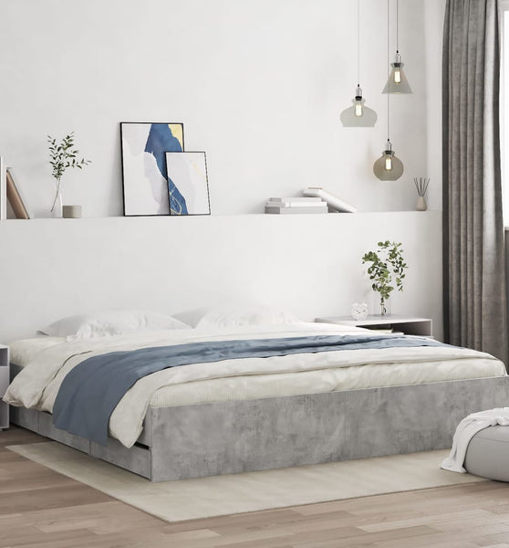 Bettgestell mit Schubladen Betongrau 160x200 cm Holzwerkstoff