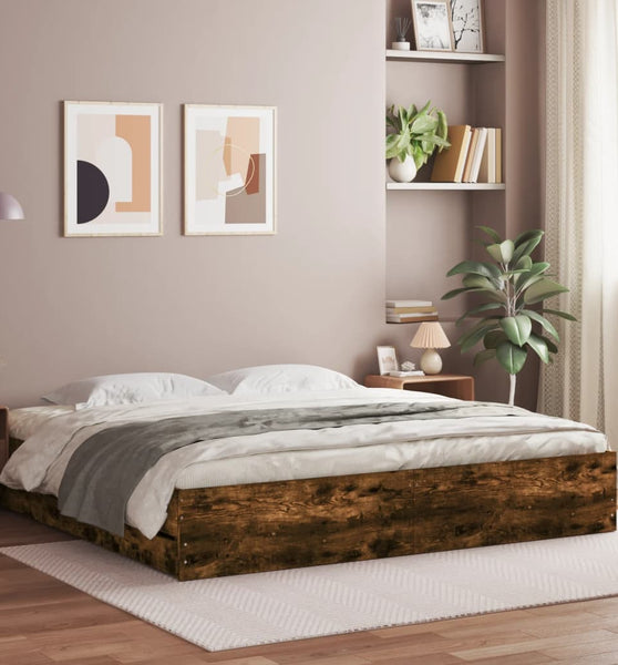 Bettgestell mit Schubladen Räuchereiche 160x200cm Holzwerkstoff