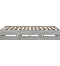 Bettgestell mit Schubladen Grau Sonoma 160x200 cm Holzwerkstoff