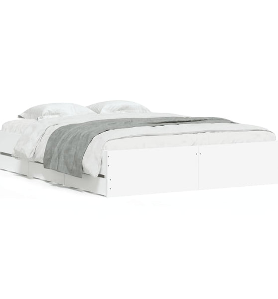 Bettgestell mit Schubladen Weiß 150x200 cm Holzwerkstoff