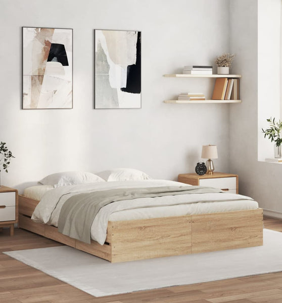 Bettgestell mit Schubladen Sonoma-Eiche 150x200cm Holzwerkstoff