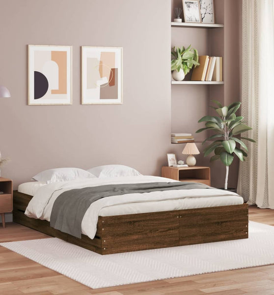 Bettgestell mit Schubladen Braun Eichen-Optik 150x200 cm