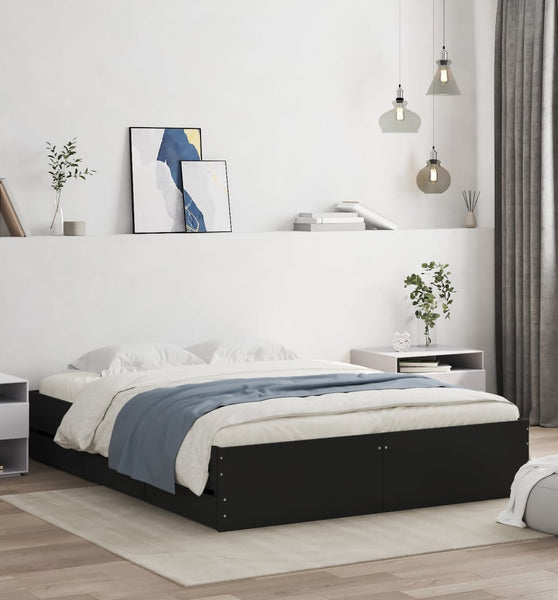 Bettgestell mit Schubladen Schwarz 140x200 cm Holzwerkstoff