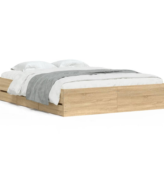 Bettgestell mit Schubladen Sonoma-Eiche 140x200cm Holzwerkstoff