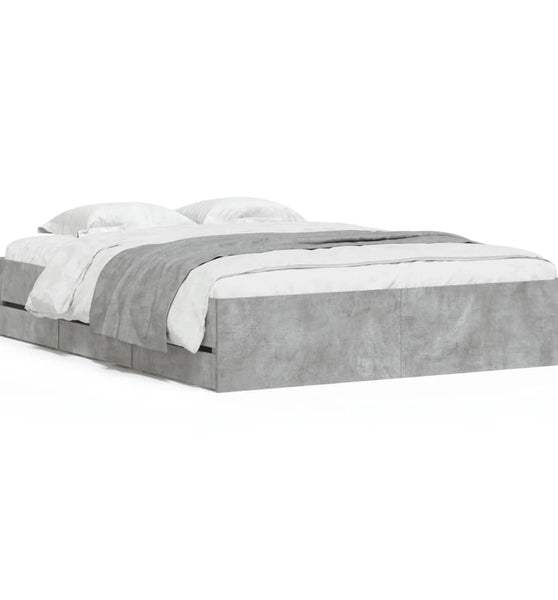 Bettgestell mit Schubladen Betongrau 140x200 cm Holzwerkstoff