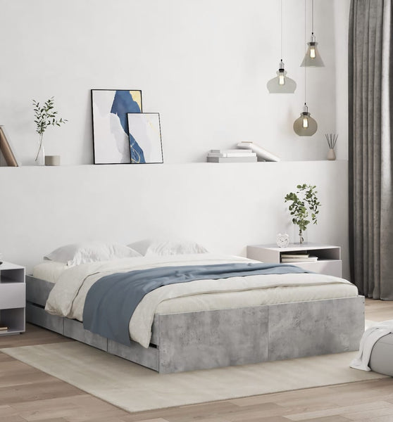 Bettgestell mit Schubladen Betongrau 120x200 cm Holzwerkstoff