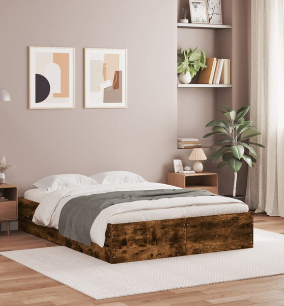 Bettgestell mit Schubladen Räuchereiche 120x200cm Holzwerkstoff