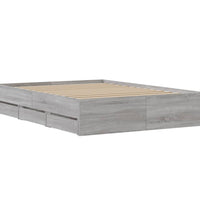 Bettgestell mit Schubladen Grau Sonoma 120x200 cm Holzwerkstoff