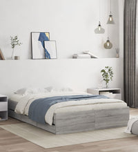 Bettgestell mit Schubladen Grau Sonoma 120x200 cm Holzwerkstoff