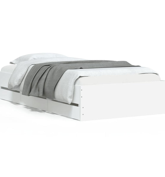 Bettgestell mit Schubladen Weiß 100x200 cm Holzwerkstoff