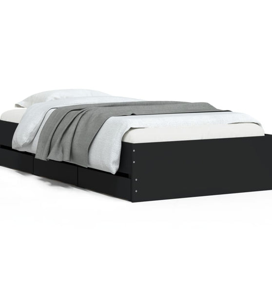 Bettgestell mit Schubladen Schwarz 100x200 cm Holzwerkstoff