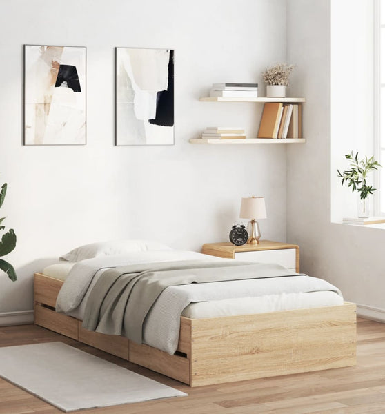 Bettgestell mit Schubladen Sonoma-Eiche 100x200cm Holzwerkstoff