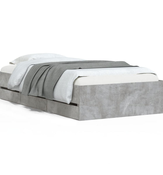 Bettgestell mit Schubladen Betongrau 100x200 cm Holzwerkstoff