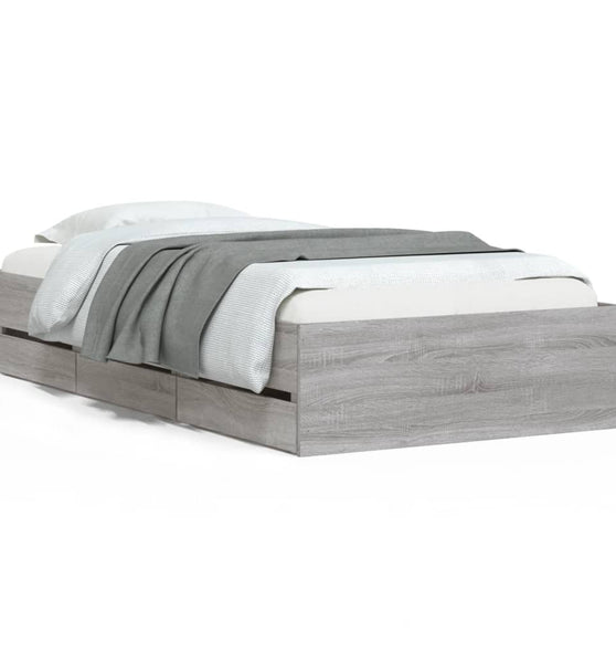 Bettgestell mit Schubladen Grau Sonoma 100x200 cm Holzwerkstoff
