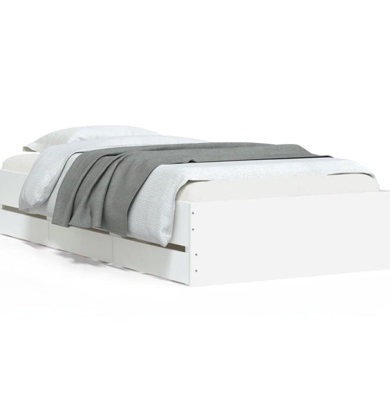 Bettgestell mit Schubladen Weiß 90x200 cm Holzwerkstoff