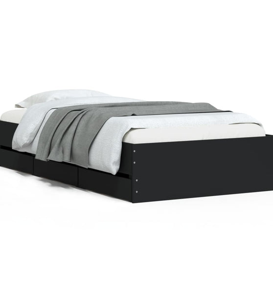 Bettgestell mit Schubladen Schwarz 90x200 cm Holzwerkstoff
