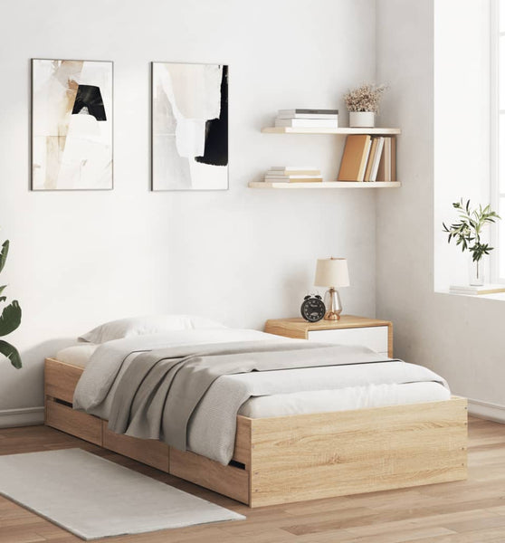 Bettgestell mit Schubladen Sonoma-Eiche 90x200cm Holzwerkstoff