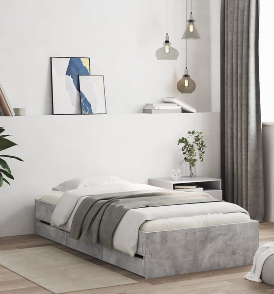 Bettgestell mit Schubladen Betongrau 90x200 cm Holzwerkstoff