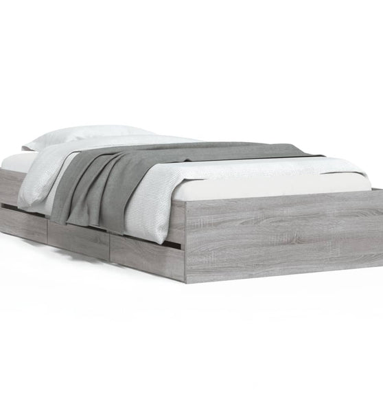 Bettgestell mit Schubladen Grau Sonoma 90x200 cm Holzwerkstoff