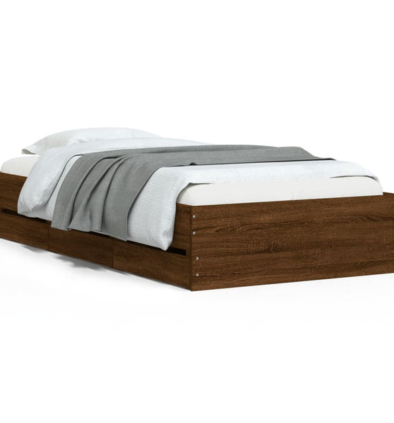 Bettgestell mit Schubladen Braun Eichen-Optik 90x200 cm