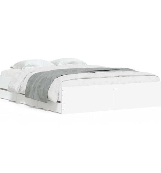 Bettgestell mit Schubladen Weiß 140x190 cm Holzwerkstoff