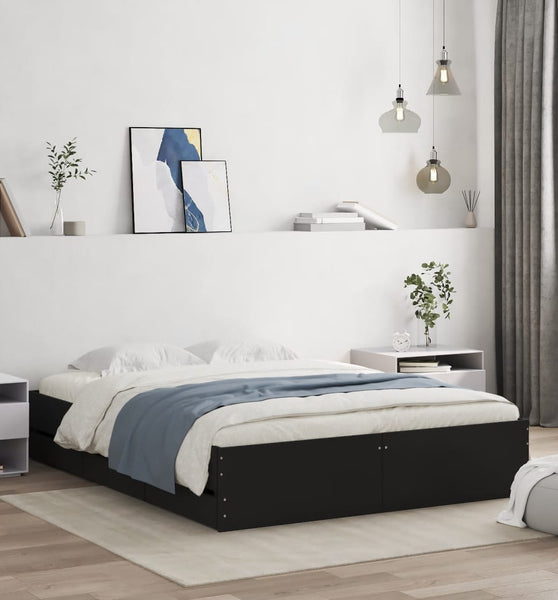 Bettgestell mit Schubladen Schwarz 140x190 cm Holzwerkstoff