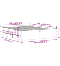 Bettgestell mit Schubladen Betongrau 140x190 cm Holzwerkstoff