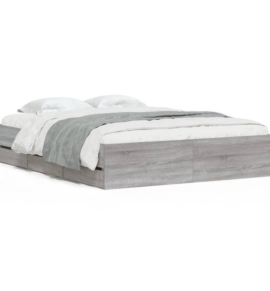 Bettgestell mit Schubladen Grau Sonoma 140x190 cm Holzwerkstoff