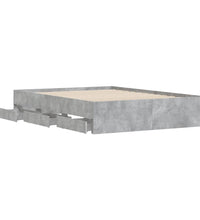 Bettgestell mit Schubladen Betongrau 135x190 cm Holzwerkstoff