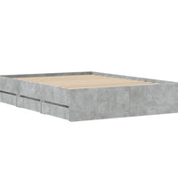 Bettgestell mit Schubladen Betongrau 135x190 cm Holzwerkstoff