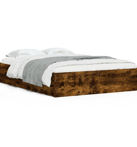 Bettgestell mit Schubladen Räuchereiche 135x190cm Holzwerkstoff