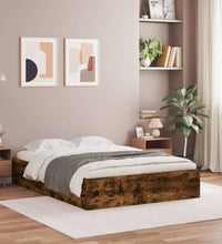 Bettgestell mit Schubladen Räuchereiche 135x190cm Holzwerkstoff