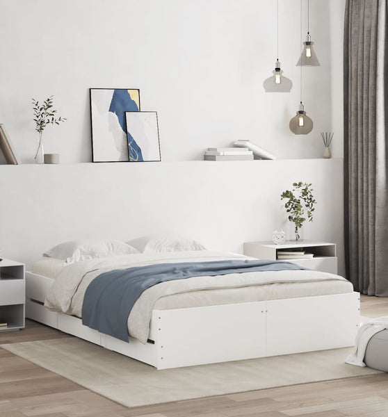 Bettgestell mit Schubladen Weiß 120x190 cm Holzwerkstoff