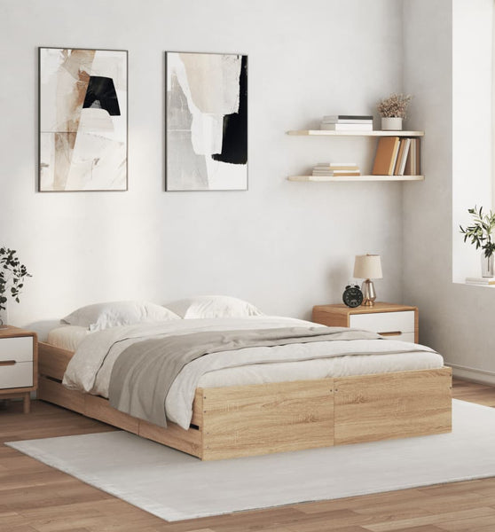 Bettgestell mit Schubladen Sonoma-Eiche 120x190cm Holzwerkstoff