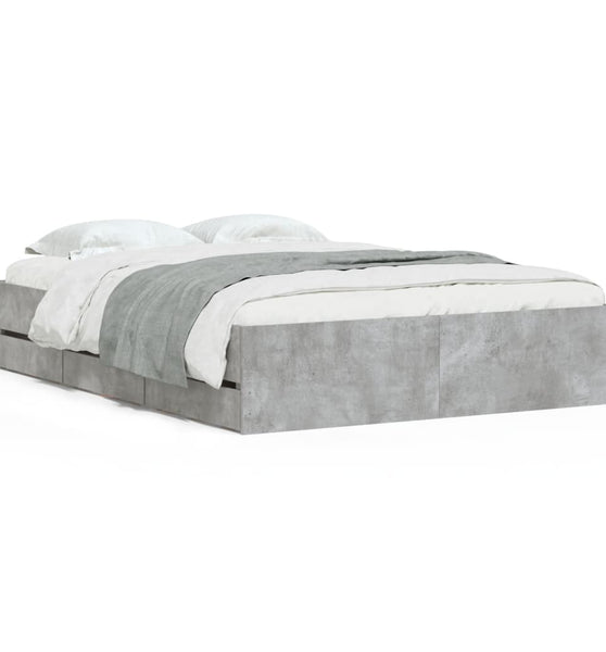 Bettgestell mit Schubladen Betongrau 120x190 cm Holzwerkstoff