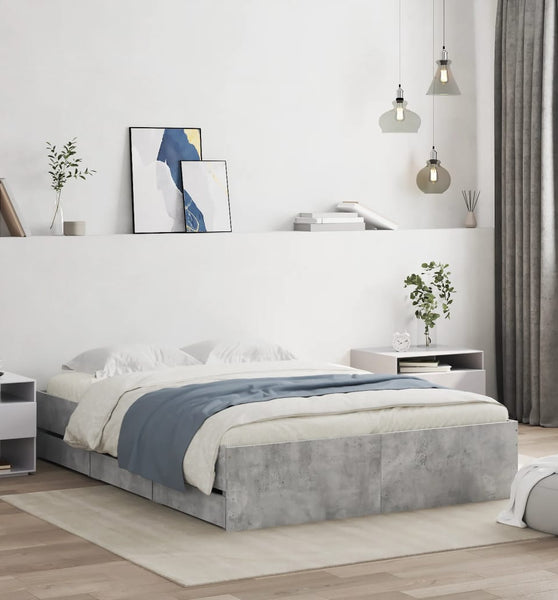 Bettgestell mit Schubladen Betongrau 120x190 cm Holzwerkstoff