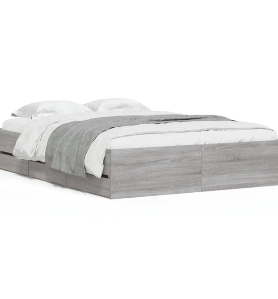 Bettgestell mit Schubladen Grau Sonoma 120x190 cm Holzwerkstoff
